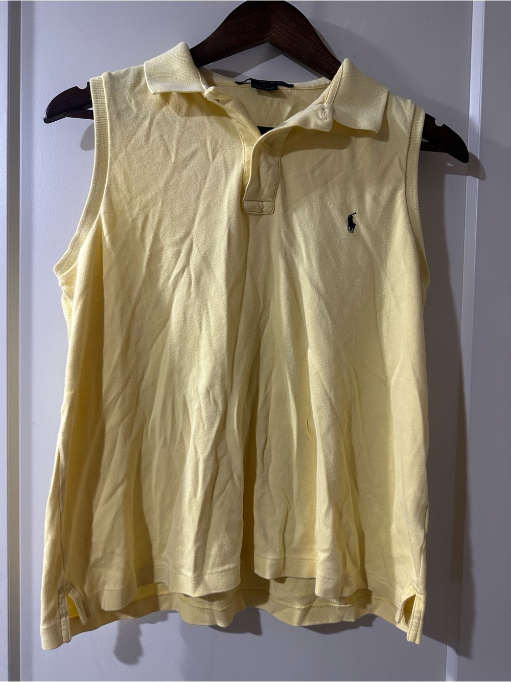 Ralph Lauren Sport Women’s Light Yellow Sleeveless Polo Shirt, Sz Large